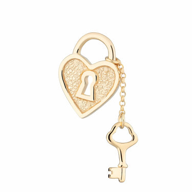 Gold Heart Shaped Padlock and Key Charm