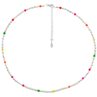 Neon and Freshwater Pearl Bead Necklace