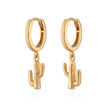 Cactus Charm Hoop Earrings | Country Western Style Jewellery by Scream Pretty
