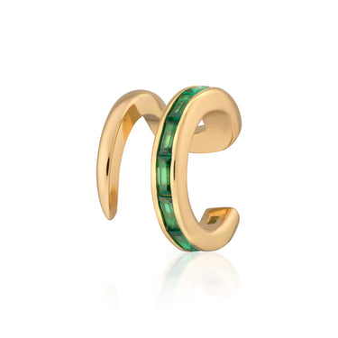 Emerald Green Baguette Ear Cuff | Women's Ear Cuff Earrings for Non-Pierced Ears | Scream Pretty