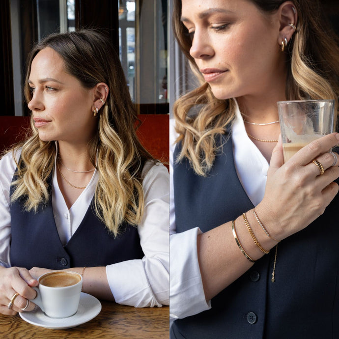 Hannah Martin Wearing Her Everyday Foundation Jewellery Collection by Hannah Martin x Scream Pretty