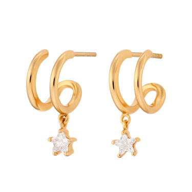 Illusion Hoop Earrings with Star Drop | Twin Hoop Earrings | Scream Pretty