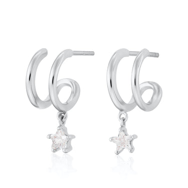 Illusion Hoop Earrings with Star Drop | Twin Hoop Earrings | Scream Pretty