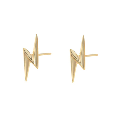 Gold Lightning Bolt Stud Earrings | Lightning Motif Studs