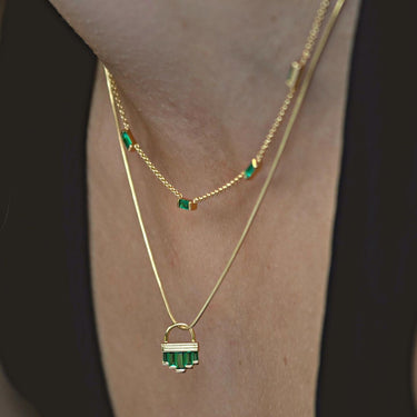 Green Emerald Snake Chain Pendant Necklace | Green Pendant Necklace for Women by Scream Pretty