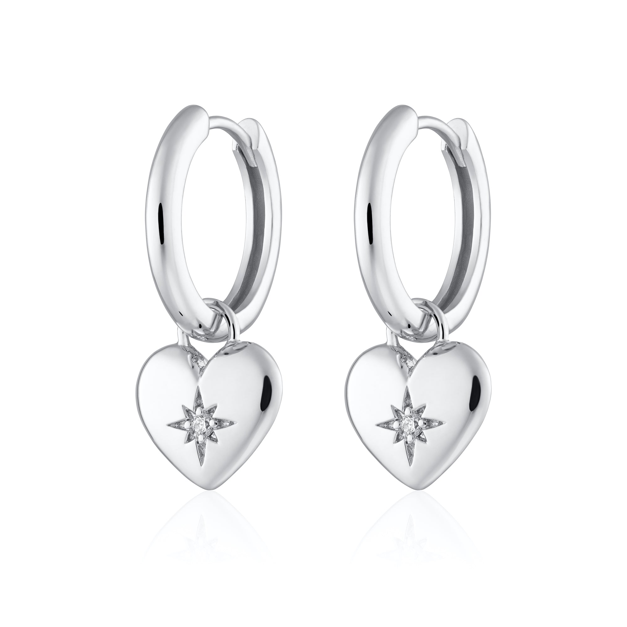 Puffed Heart Charm Hoop Earrings Gold Silver – Scream Pretty