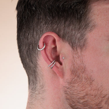 Silver plain ear cuff earring. No piercing required. wear in conch piercing placement