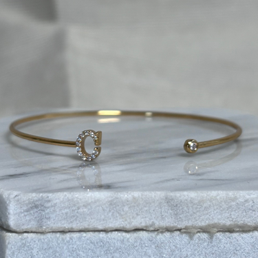Gold Initial C with Sparkle Bangle