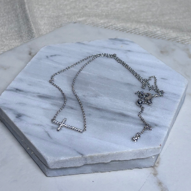 Crystal Cross Necklace with Slider Clasp
