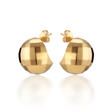 Gold Disco Ball Stud Earrings