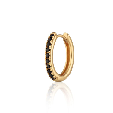 Gold and black stones conch hoop for cartilage piercings by Scream Pretty