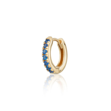 Gold Hoop earring for helix piercings with blue stones by Scream Pretty