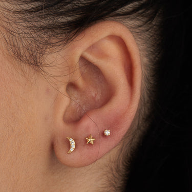 Faceted Star Gold Labret Flat Back Stud Earring