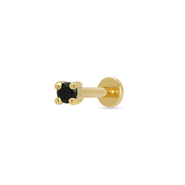 Gold Black Stone Flatback Labret Stud Earring