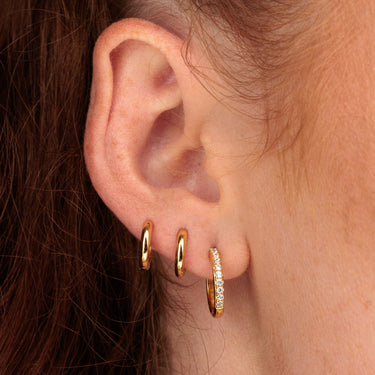 Gold Large Huggie Hoop Earrings with Classic Huggie Hoops