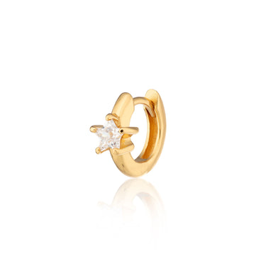 Gold single huggie hoop earring for lobe and helix piercings by Scream Pretty