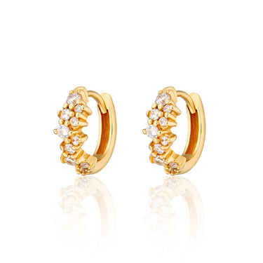 Stardust Gold Huggie Earrings with Clear Stones