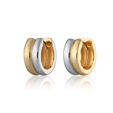 Mixed Metal Silver & Gold Huggie Earrings