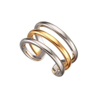 Mixed Metal Triple Band Ring | Three Band Silver and Gold Ring