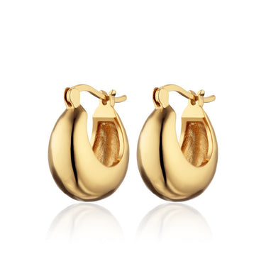 Gold Chunky Pillow Hoop Earrings