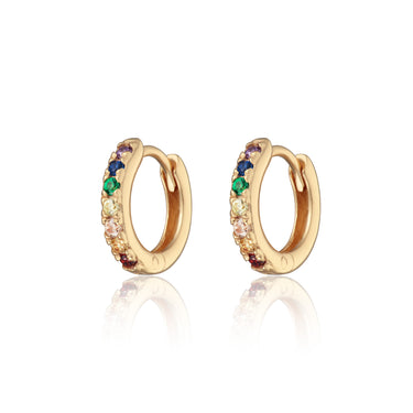 Gold Rainbow Huggie Earrings