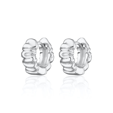 Scrunchie Silver Huggie Earrings