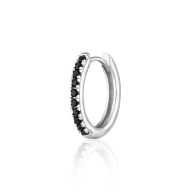 Silver and black stones conch hoop for cartilage piercings by Scream Pretty