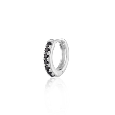Silver Hoop Earring with black stones for Cartilage and helix piercing by Scream Pretty