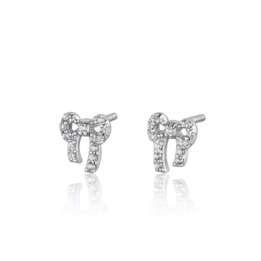 small silver bow stud earrings for lobe piercings