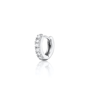 Silver rook piercing earring with clear stones by Scream Pretty