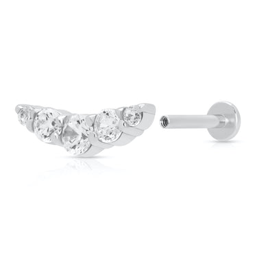 Helix Curve Sparkling Silver Flat Back Stud Earring