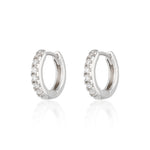 Silver Huggie Earrings with Clear Stones