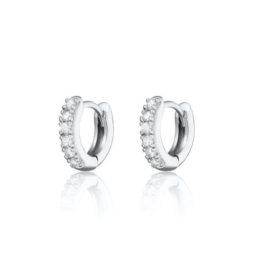 Silver Mini Sparkling Huggie Hoop Earrings