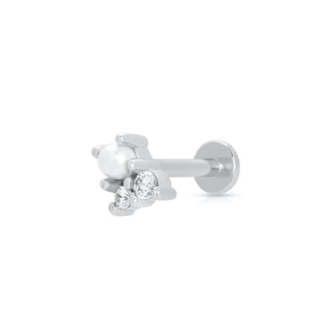 Silver Pearl & Sparkle Flat Back Earring