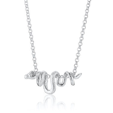 Silver Coiled Snake Pendant Necklace | Chinese Year of the Snake Necklace