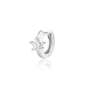 Silver single huggie hoop earring for lobe and helix piercings by Scream Pretty