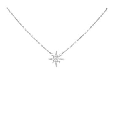 Star-shaped diamond necklace on a white background