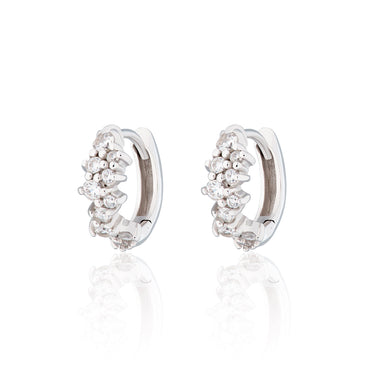 Stardust Silver Huggie Earrings with Clear Stones