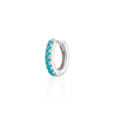 Single Turquoise Huggie Hoop Earring in Silver by Scream Pretty