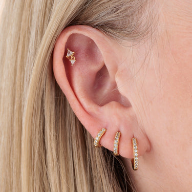Diamond Drop Gold Flat back Labret Stud Earring