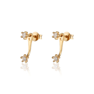 Gold Sparkling Star Ear Jacket Stud Earrings by Scream Pretty