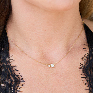 Close-Up of Gold Toi Et Moi Clear Stone Necklace