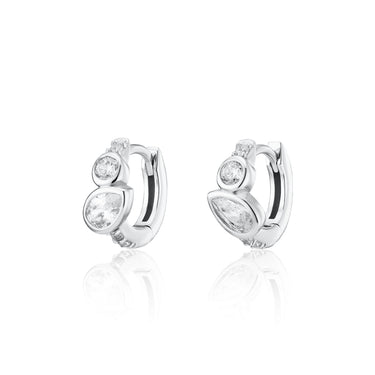 Silver Toi Et Moi Clear Stone Huggie Earrings by Hannah Martin X Scream Pretty