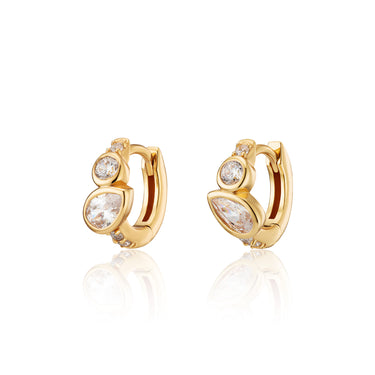 Gold Toi Et Moi Clear Stone Huggie Earrings by Hannah Martin X Scream Pretty