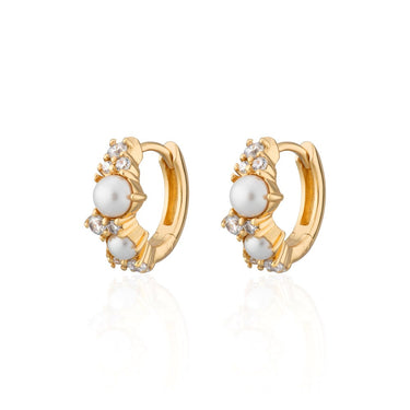 Pearl Gold Huggie Hoop Earrings