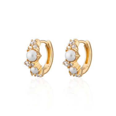 Pearl Huggie Earrings | Silver & Gold Small Hoop Earrings | Scream Pretty x Hannah Martin