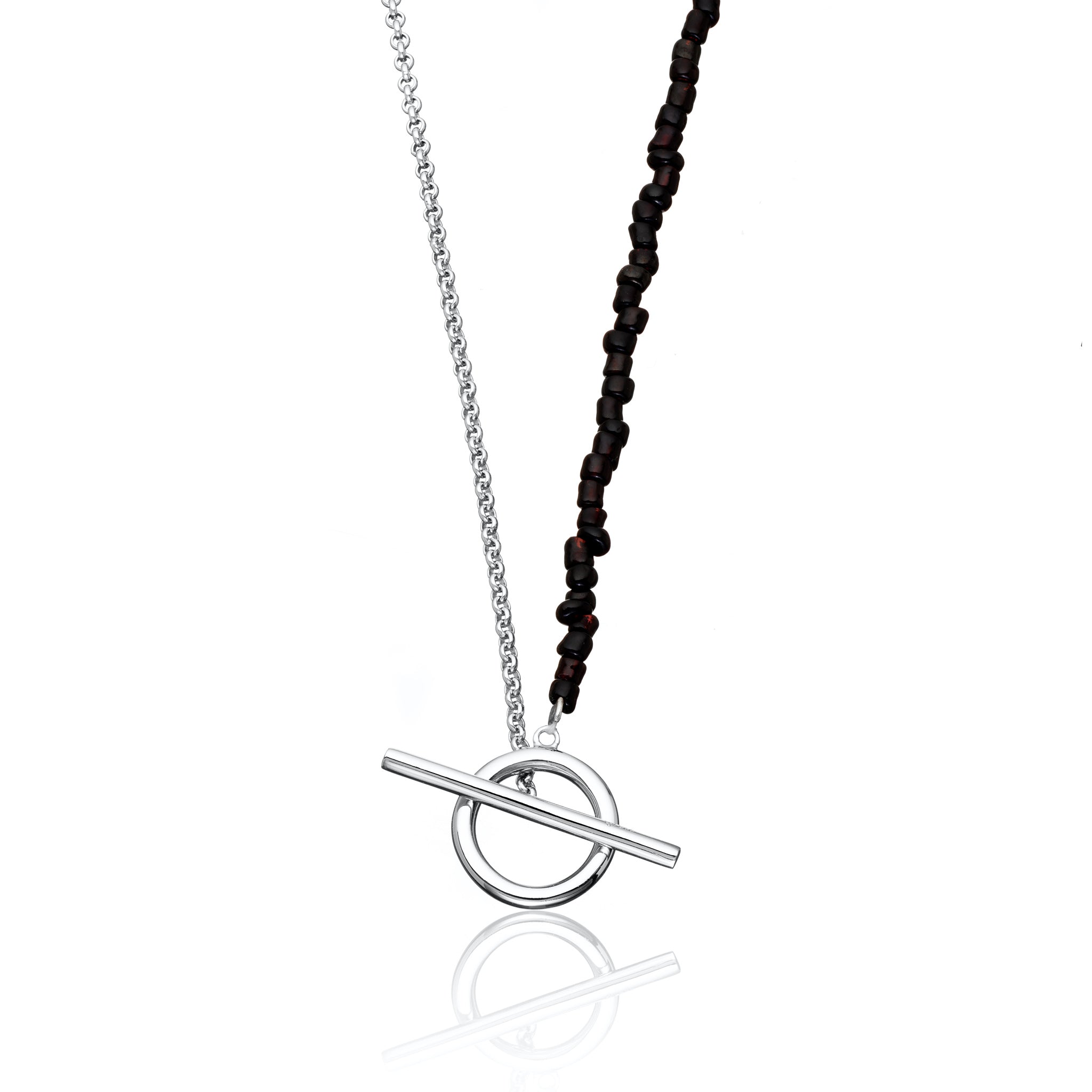 Black Bead and Chain T-Bar Necklace | Black Bead Chain Necklace | Scream Pretty