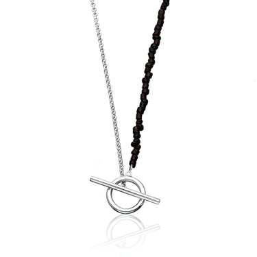 Black Bead and Chain T-Bar Necklace | Black Bead Chain Necklace | Scream Pretty