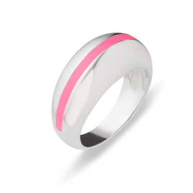 Candy Stripe Dome Ring in Neon Pink | Silver & Gold Dome Ring for Women by Scream Pretty