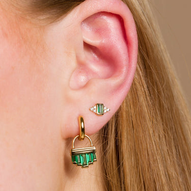 Green Cleopatra Charm Hoop Earrings| Emerald Green Drop Hoop Earrings | Scream Pretty